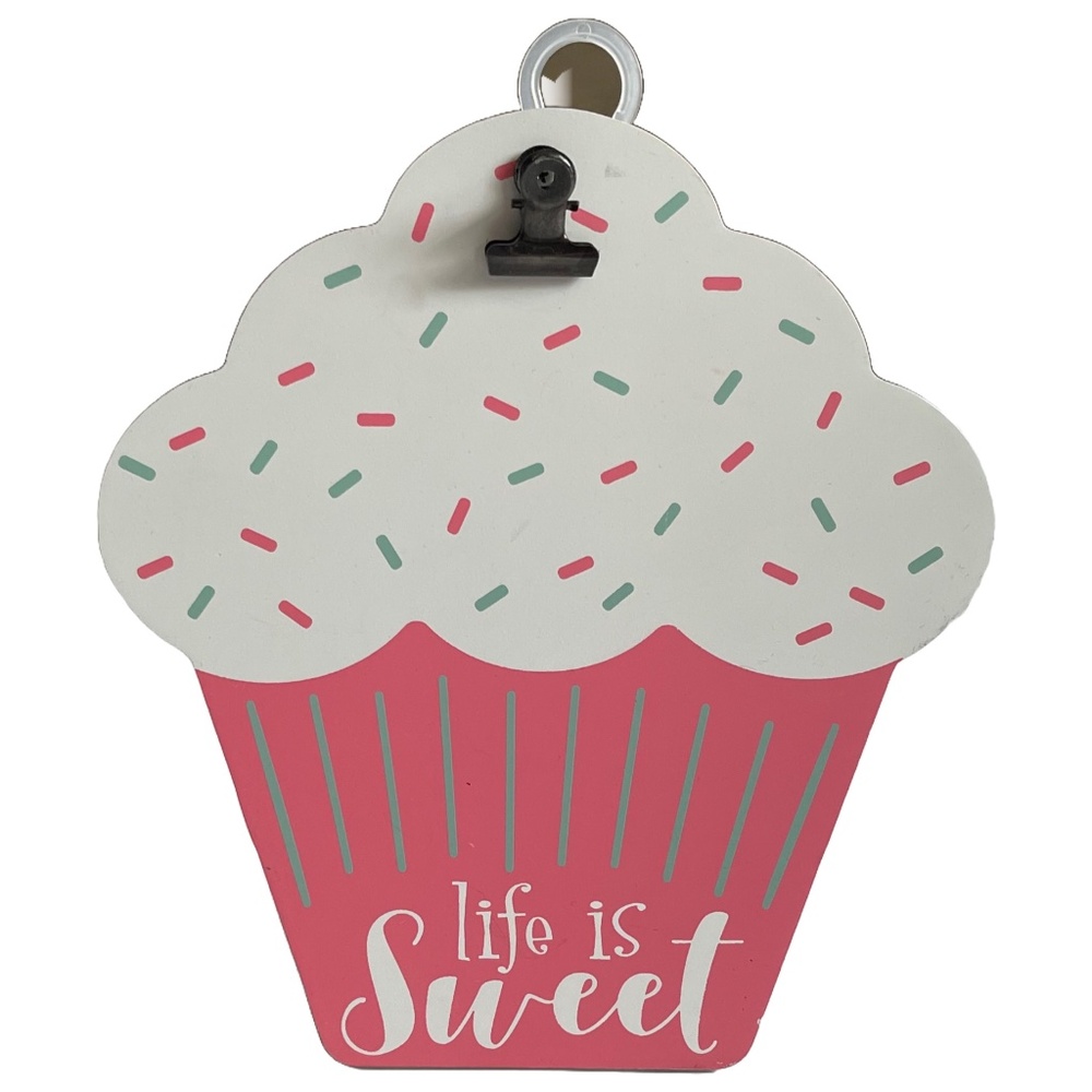 "Life Is Sweet" Cupcake Clip Photo Holder with Stand.